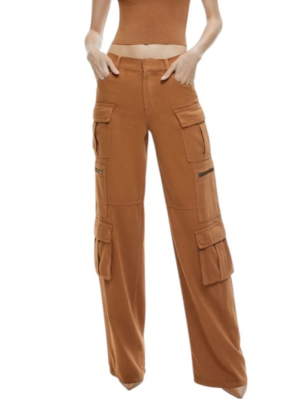Alice + Oliva Cay Cargo Jeans 29 Wide Leg Boho Utility Slouchy - Picture 2 of 12